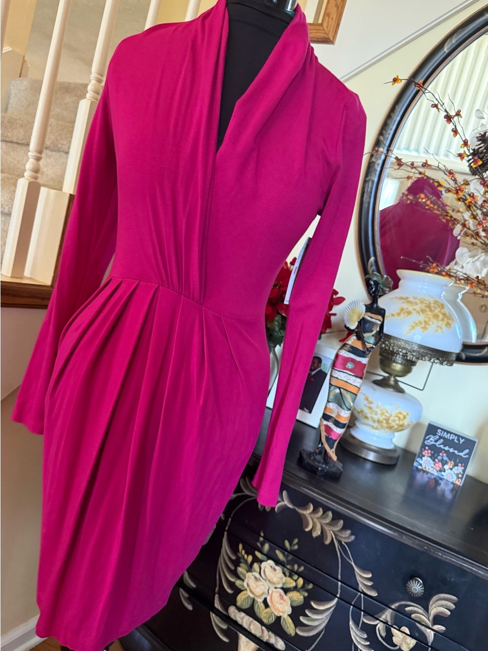 Karen Kane Fuchsia Long-Sleeve Draped Wrap Dress - Women - Picture 9 of 17